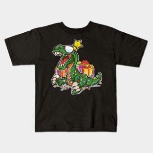 Tree Rex Christmas Dinosaur Kids T-Shirt